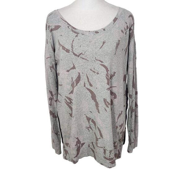 Calvin Klein Gray Athletic Tee Size Medium Gray and Pink Print Long Sleeve Tee - Picture 1 of 8